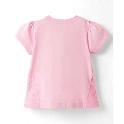 Babyhug 100% Cotton Knit Half Sleeves Top Lace Detailing - Pink