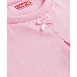 Babyhug 100% Cotton Knit Half Sleeves Top Lace Detailing - Pink