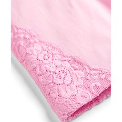 Babyhug 100% Cotton Knit Half Sleeves Top Lace Detailing - Pink