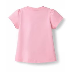 Babyhug Cotton Knit Half Sleeves Top With Bow Applique & Pearls - Pink