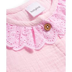 Babyhug Cotton Woven Sleeveless Top with Schiffli Detailing Pink 6-9 Months