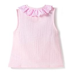 Babyhug Cotton Woven Sleeveless Top with Schiffli Detailing Pink 6-9 Months