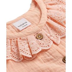 Babyhug Cotton Woven Top Sleeveless with Schiffli Detailing PEACH 6-9 Months
