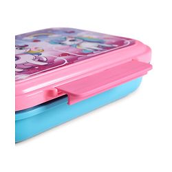 Babyhug Unicorn Print 3 Compartment Stainless Steel Big Size Lunch box|Airtight|BPA Free|100% Food Grade|Reusable|Recyclable|Perfect for School, Travel & Outdoors|575 ml- Pink