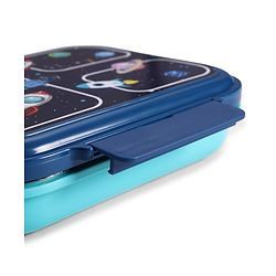 Babyhug Space Print 3 Compartment Stainless Steel Big Size Lunch box|Airtight|BPA Free|100% Food Grade|Reusable|Recyclable|Perfect for School, Travel & Outdoors|575 ml- Blue