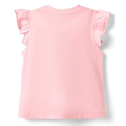 Babyhug Cotton Knit Frill Sleeves  T-Shirt with Bow Applique Cheery Print & Sequin Detailing - Multicolor