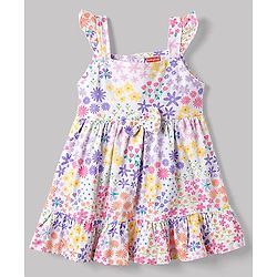 Babyhug Cotton Woven One Piece Dresses/Frocks Floral Print White 3-6 Months