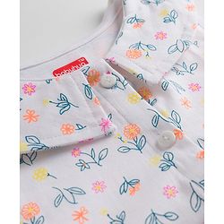 Babyhug Single Jersey Knit Sleeveless Frock with Floral Print - White