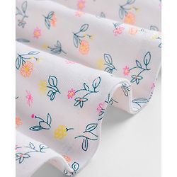 Babyhug Single Jersey Knit Sleeveless Frock with Floral Print - White