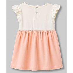 Babyhug Cotton Knit One Piece Dresses/Frocks with Ruffle Sleeves Peach 0-3 Months