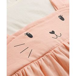 Babyhug Cotton Knit One Piece Dresses/Frocks with Ruffle Sleeves Peach 0-3 Months
