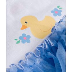 Babyhug Mesh Knit Sleeveless Frock With Duck Print - Light Blue