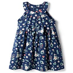 Babyhug Cotton Woven One Piece Dress Floral Print Navy Blue 3-6 Months