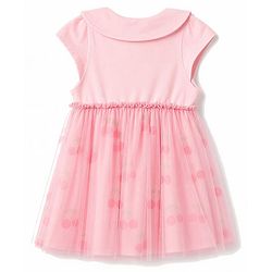 Babyhug Mesh Knit Half Sleeves Cherry Printed Frock - Pink