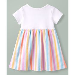 Babyhug Cotton Knit One Piece Dresses/Frocks with Half Sleeves and Round Neck White 0-3 Months