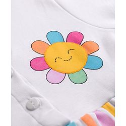 Babyhug Cotton Knit One Piece Dresses/Frocks with Half Sleeves and Round Neck White 0-3 Months