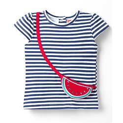 Babyhug Cotton Knit Half Sleeves T-Shirt With Attached Watermelon Pouch Bag - Multicolor