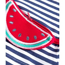 Babyhug Cotton Knit Half Sleeves T-Shirt With Attached Watermelon Pouch Bag - Multicolor
