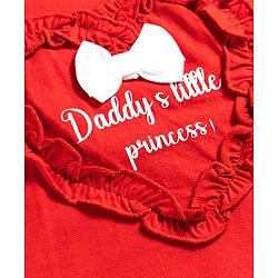 Babyhug Cotton Knit T-Shirt with Graphic Print and Ruffled Sleeves Red 6-9 Months