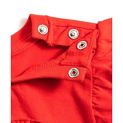 Babyhug Cotton Knit T-Shirt with Graphic Print and Ruffled Sleeves Red 6-9 Months