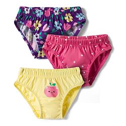 Babyhug 100% Cotton Knit Panties with Tropical Theme Print Pack of 3 - Multicolor