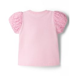 Babyhug Cotton Knit T-Shirt with Graphics, Schiffli and Embroidery Detailing Pink 9-12 Months
