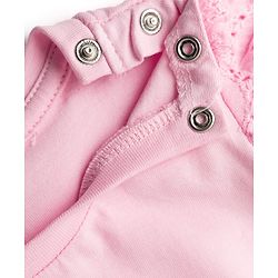 Babyhug Cotton Knit T-Shirt with Graphics, Schiffli and Embroidery Detailing Pink 9-12 Months