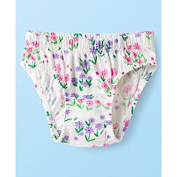 Babyhug 100% Cotton Knit Panties With Floral & Polka Dot Print Pack of 3 - Multicolor