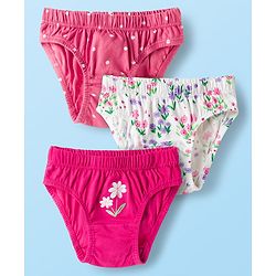 Babyhug 100% Cotton Knit Panties With Floral & Polka Dot Print Pack of 3 - Multicolor