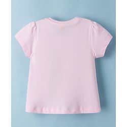 Babyhug 100% Cotton Knit Half Sleeves Oversized T-Shirt With Floral Applique - Pink