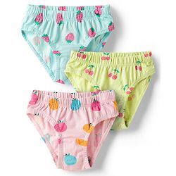 Babyhug 100% Cotton Knit Panties With Fruit Print Pack of 3 - Multicolor