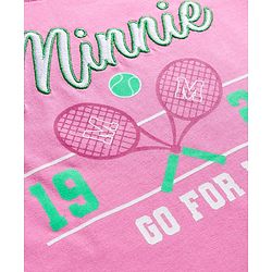 Babyhug Disney 100% Cotton Knit Half Sleeves Top & Skirt Set With Minnie Mouse Graphics & Embroidery - Pink