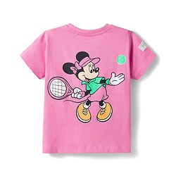Babyhug Disney 100% Cotton Knit Half Sleeves Top & Skirt Set With Minnie Mouse Graphics & Embroidery - Pink