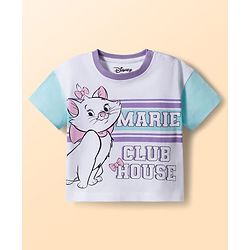 Babyhug Disney Single Jersey Knit Half Sleeves T-Shirt & Skirt Set with Marie Graphic - Multicolor