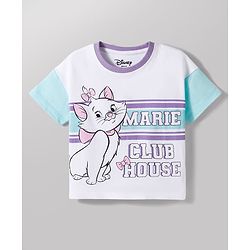 Babyhug Disney Single Jersey Knit Half Sleeves T-Shirt & Skirt Set with Marie Graphic - Multicolor