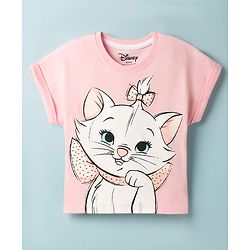 BABYHUG DISNEY Single Jersey Knit Half Sleeves Top & Skirt With Marie Graphic - Pink