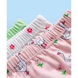 Babyhug 100% Cotton Knit Panties With Floral & Duck Print Pack of 3 - Multicolor