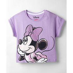 Babyhug Disney Single Jersey Knit Half Sleeve Top & Skirt With Minnie Mouse Graphics - Lavender
