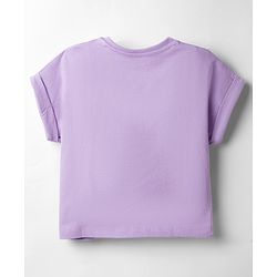 Babyhug Disney Single Jersey Knit Half Sleeve Top & Skirt With Minnie Mouse Graphics - Lavender