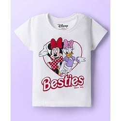 Babyhug Disney Single Jersey Knit Half Sleeves Minnie & Daisy Printed Top & Skirts Set - White & Red