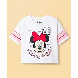 Babyhug Disney Single Jersey Knit Drop Shoulder Half Sleeves T-Shirt & Shorts Set with Minnie Mouse Graphic - Multicolor