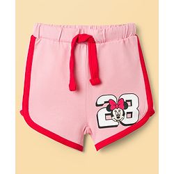 Babyhug Disney Single Jersey Knit Drop Shoulder Half Sleeves T-Shirt & Shorts Set with Minnie Mouse Graphic - Multicolor