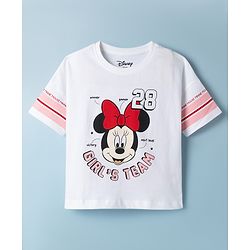 Babyhug Disney Single Jersey Knit Drop Shoulder Half Sleeves T-Shirt & Shorts Set with Minnie Mouse Graphic - Multicolor