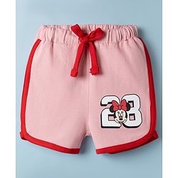Babyhug Disney Single Jersey Knit Drop Shoulder Half Sleeves T-Shirt & Shorts Set with Minnie Mouse Graphic - Multicolor