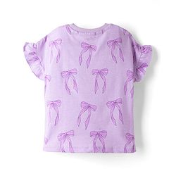 Babyhug Disney Single Jersey Knit Half Sleeves T-Shirt & Shorts Set with Minnie Mouse Graphics - Lavender