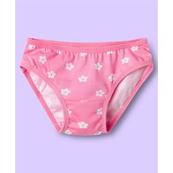 Babyhug 100% Cotton Knit Panties With Floral Polka Dots & Rainbow Print Pack Of 3 - Multicolour