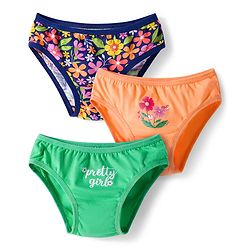 Babyhug 100% Cotton Knit Panties with Floral Print Pack of 3 - Green, Blue & Orange