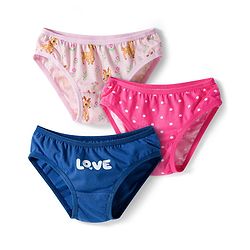 Babyhug 100% Cotton Knit Animal & Polka Dots Printed Panties Pack Of 3 - Multicolour