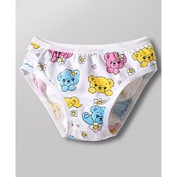 Babyhug 100% Cotton Knit Panties with Heart & Bear Print  Pack of 3 - Blue Pink & White