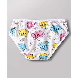 Babyhug 100% Cotton Knit Panties with Heart & Bear Print  Pack of 3 - Blue Pink & White